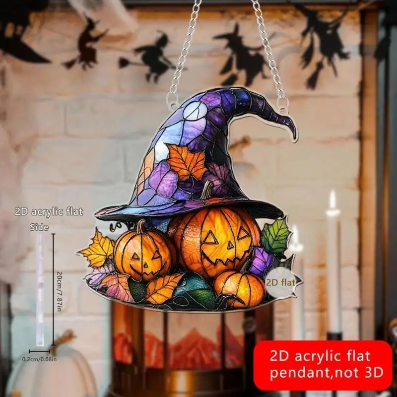 Witch Hat Stained Glass Suncatchers Window Hangings Halloween Decorations for for Window,Balconies,Yard,Window Home