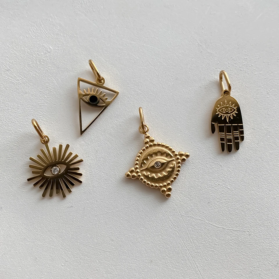EMANCO Edelstahl Böses Auge Runder Kunstperlen-Anhänger Handgefertigte Halskette Armband DIY Schmuckherstellung Zubehör – Detail 2