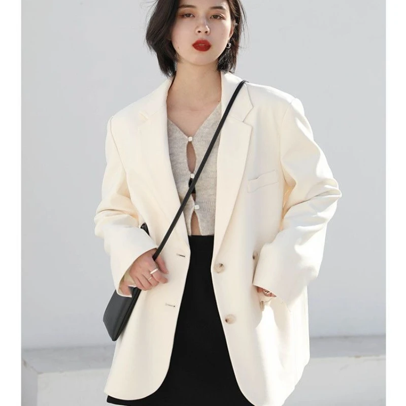 

Шикарный двубортный пиджак, женский осенний корейский модный мешковатый пиджак, женский элегантный уличный пиджак высокого качества, новинка 2023 года