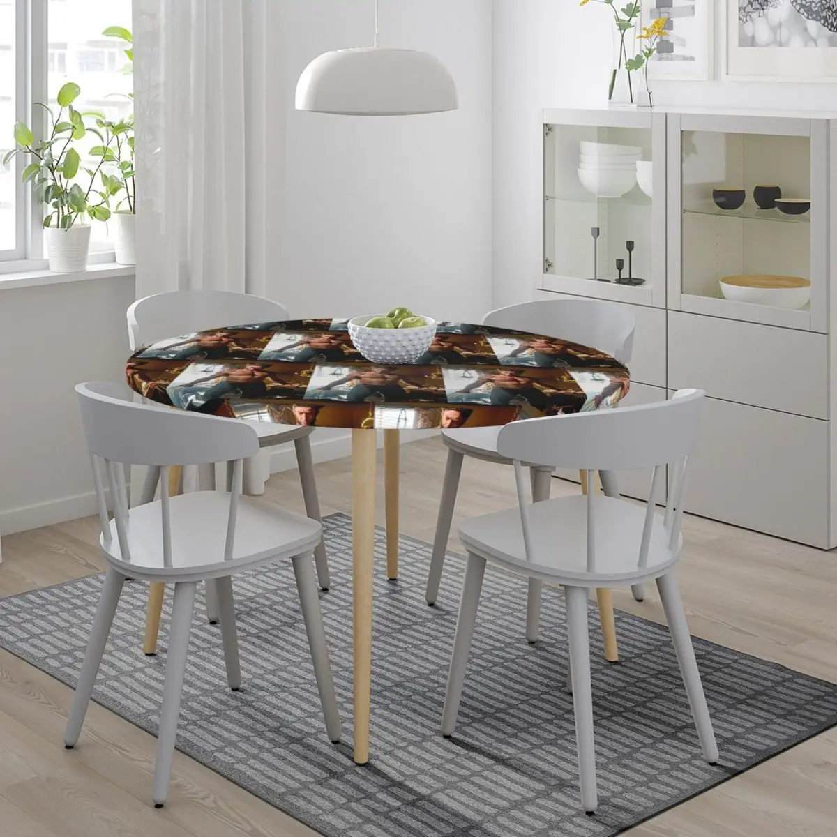 Hugh Jackman Waterproof Round Tablecloth Oilproof Table Cloth for Kitchen Events Dining Table Cover
