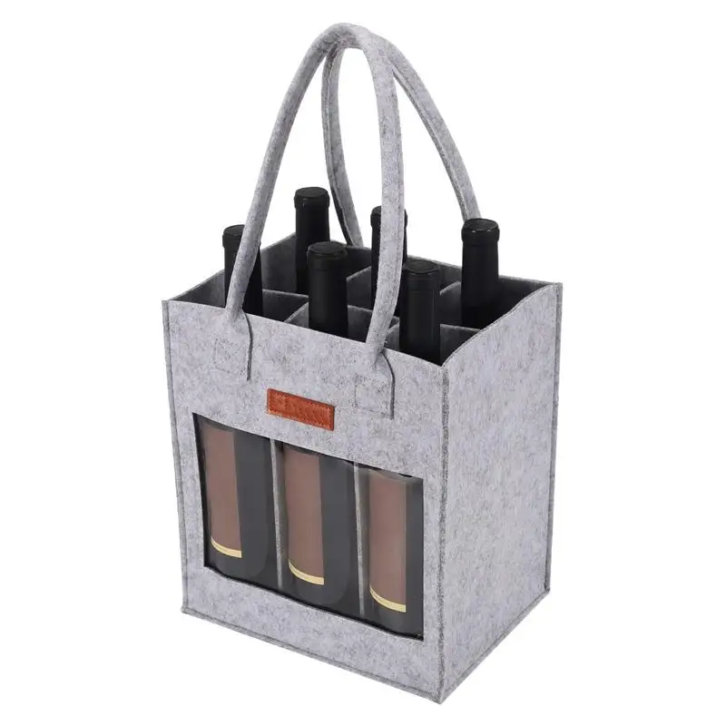 6 Bottle Wine Carrier Tote Wine Bottle Carrier Tote With Handle Leakproof Wine Tote Bag Wine Holder Bag For Travel & Secure For