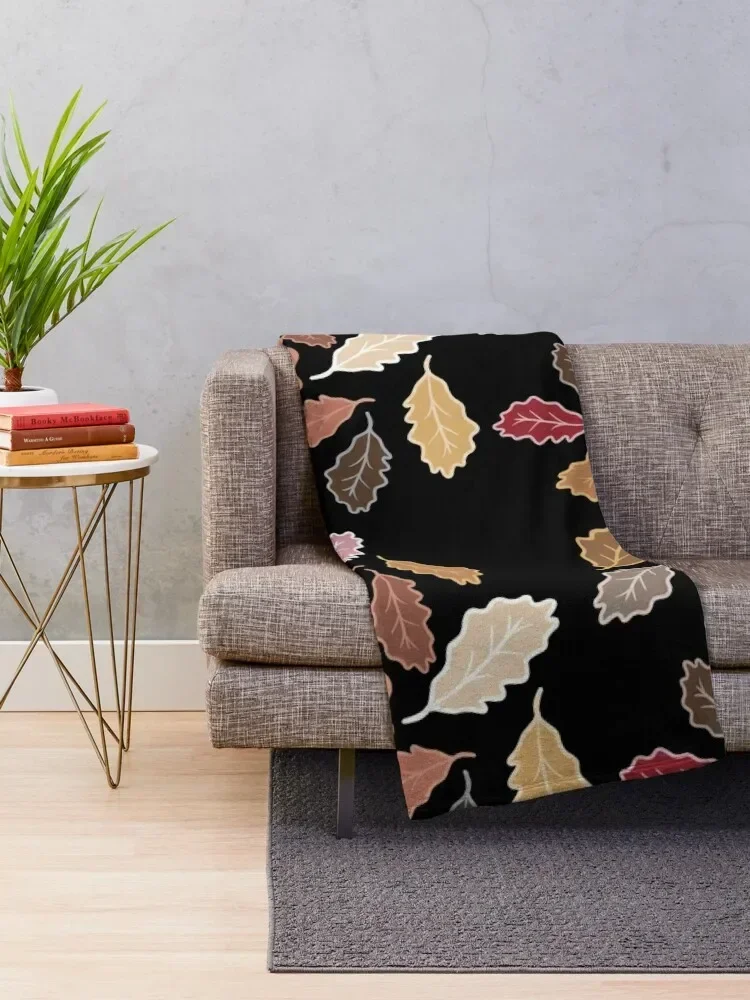 Fall leaves fluttering dull colors Throw Blanket Furrys Warm Luxury Throw Blankets