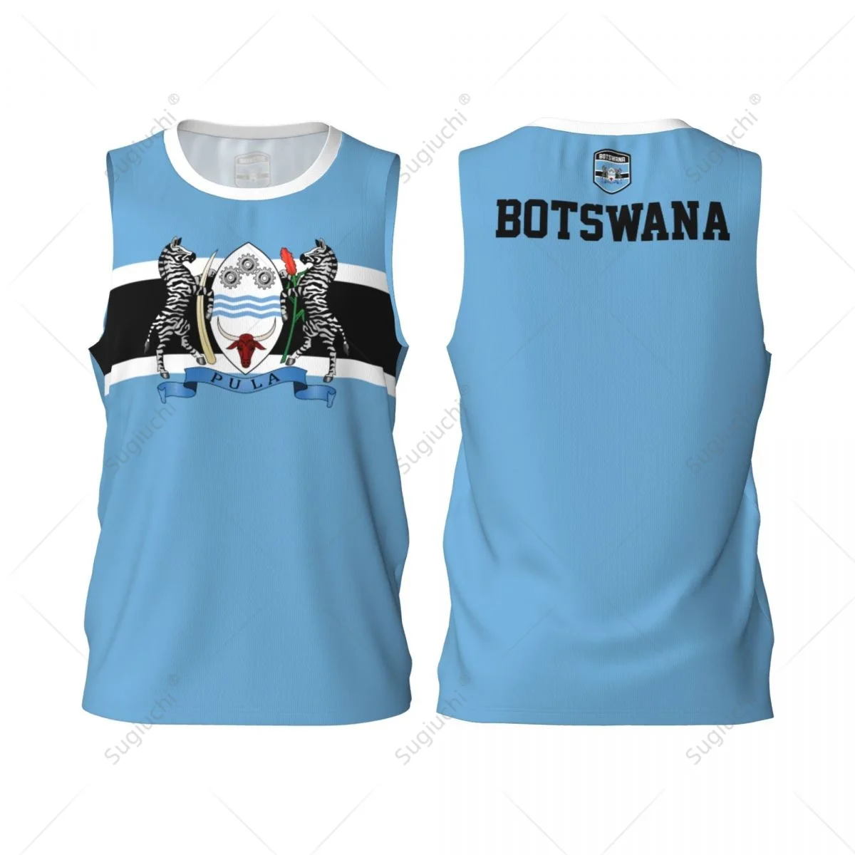 Botswana Flag Men Basketball Sports Running Fitness Multifunction Sleeveless tshirt Exclusive Custom Name Nunber