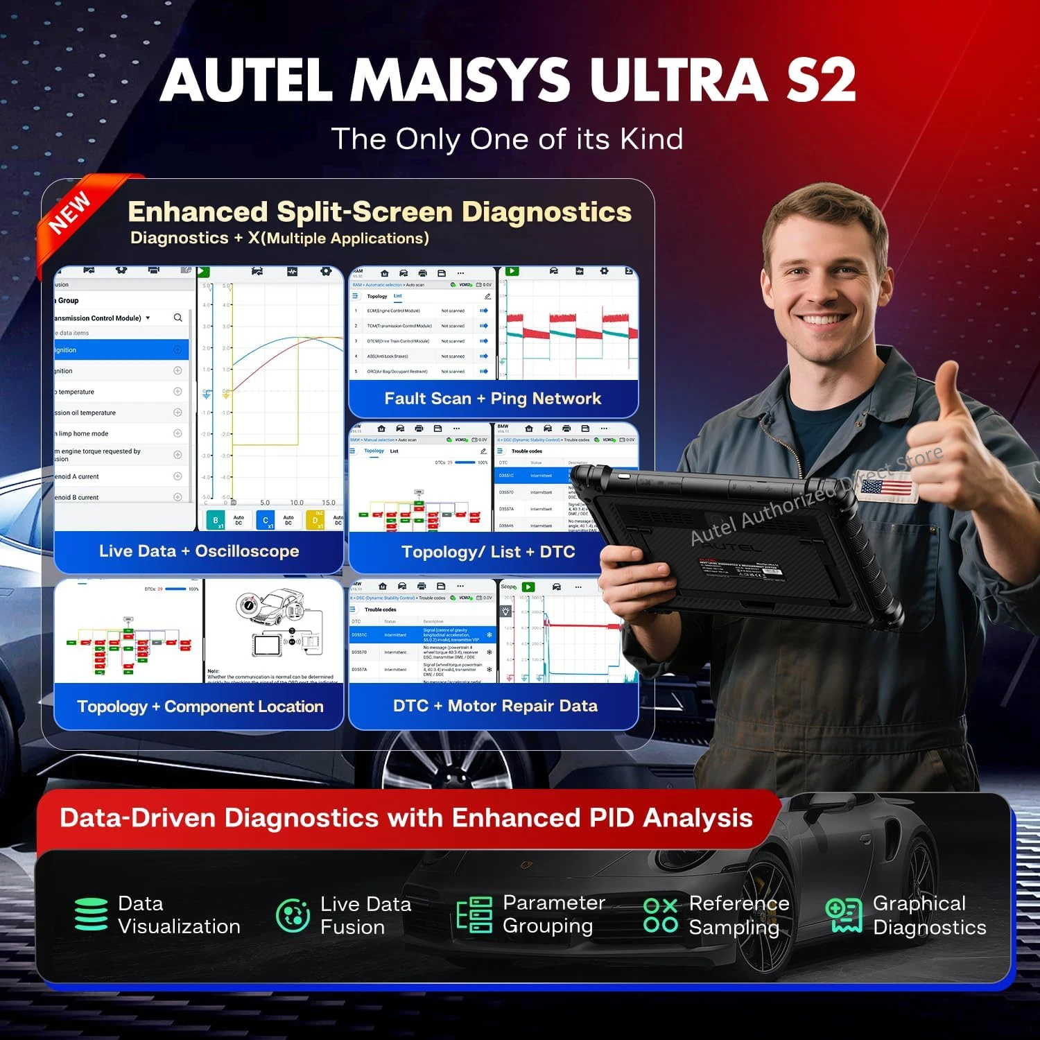 Autel MaxiSYS Ultra S2 Scanner UltraS2 AI Intelligent Scan Tool 6IN1 VCMI2, Topology 3.0 PID Analysis Multi-Point DVI, Motor TruSpeed, Upgraded of Ultra MS909S2 view 7