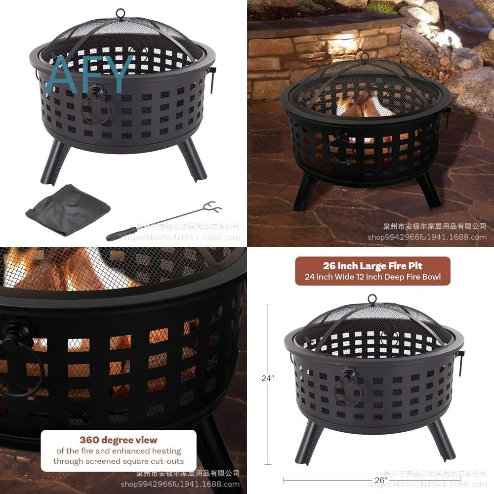 26 Inch Outdoor Wood Burning Stove for Camping BBQ Oven Fireplace Heating Portable Covered Stove Cross Border Travel Gear