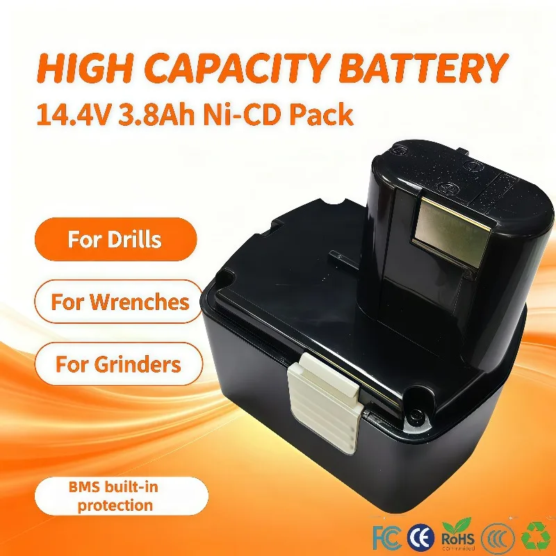 14.4V 3.8Ah NI‑CD & NI‑MH Power Tool Battery Fit For Hitachi BCL1430 EB1414S BCL1415 Cordless Drill Battery