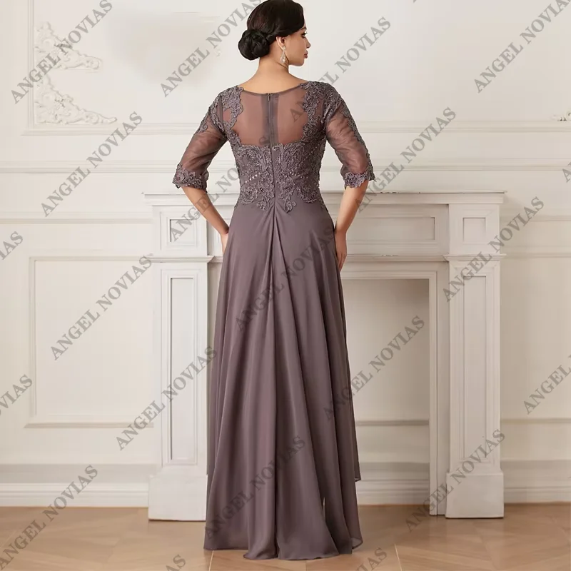 Robe personnalisée en mousseline de soie pour la mère de la mariée avec manches, robe de soirée de mariage, robe éducative, élégante