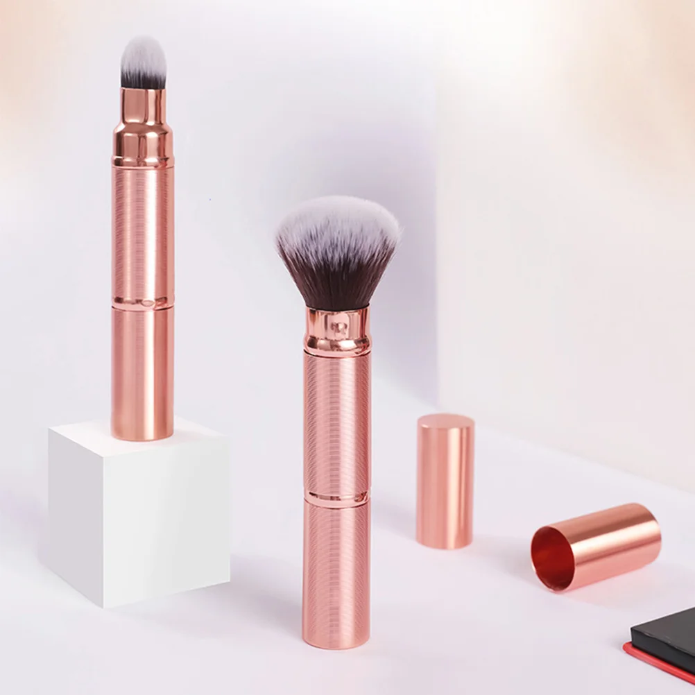 2 stuks draagbare make-upborstel compact dubbelzijdig intrekbaar ontwerp voor foundation blush -up tool multifunctioneel