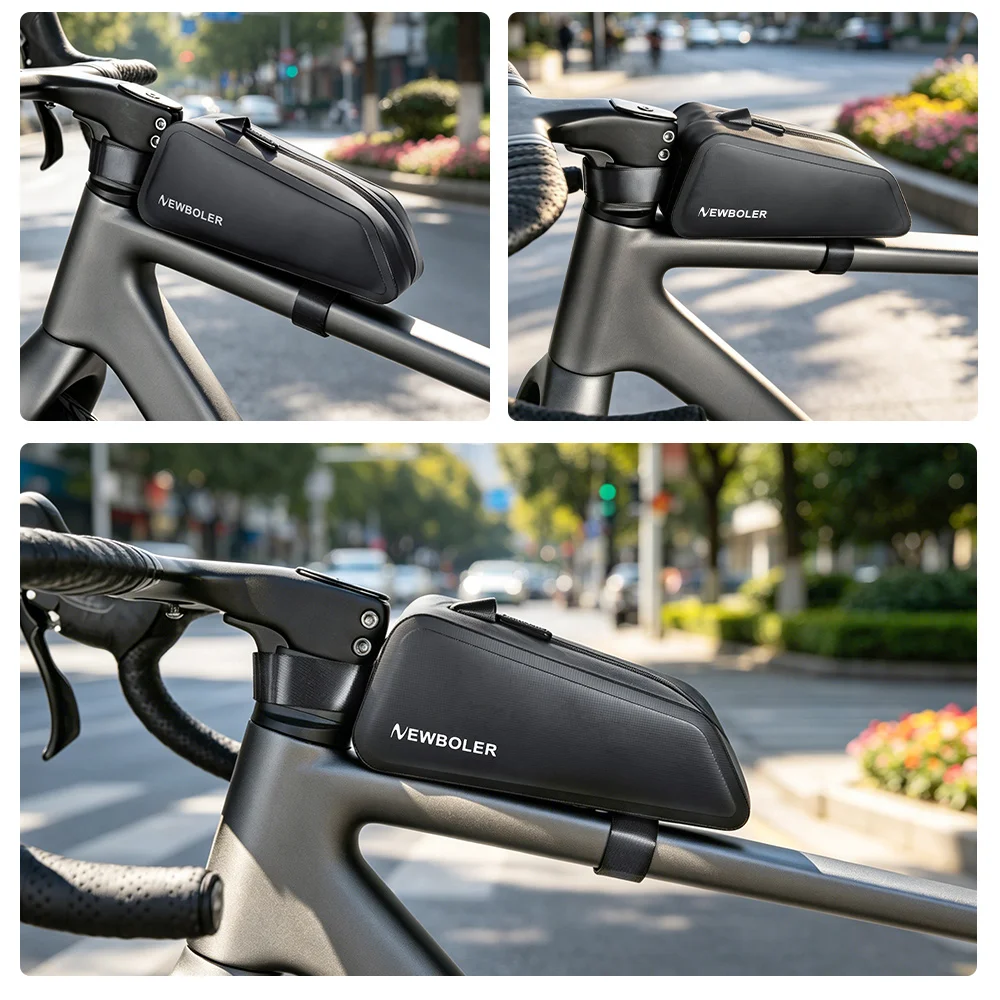 NEWBOLER Fahrradtasche 1,5L Tragbare Rahmen-Vorderrohrtasche für MTB und Rennrad, Große Kapazität EVA-Fahrradtasche – Detail 18
