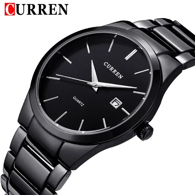 CURREN Mens Watches Waterproof Top Brand Luxury Calendar Fashion Male Clock Stainless Steel Sport Military Men Wristwatch 8106