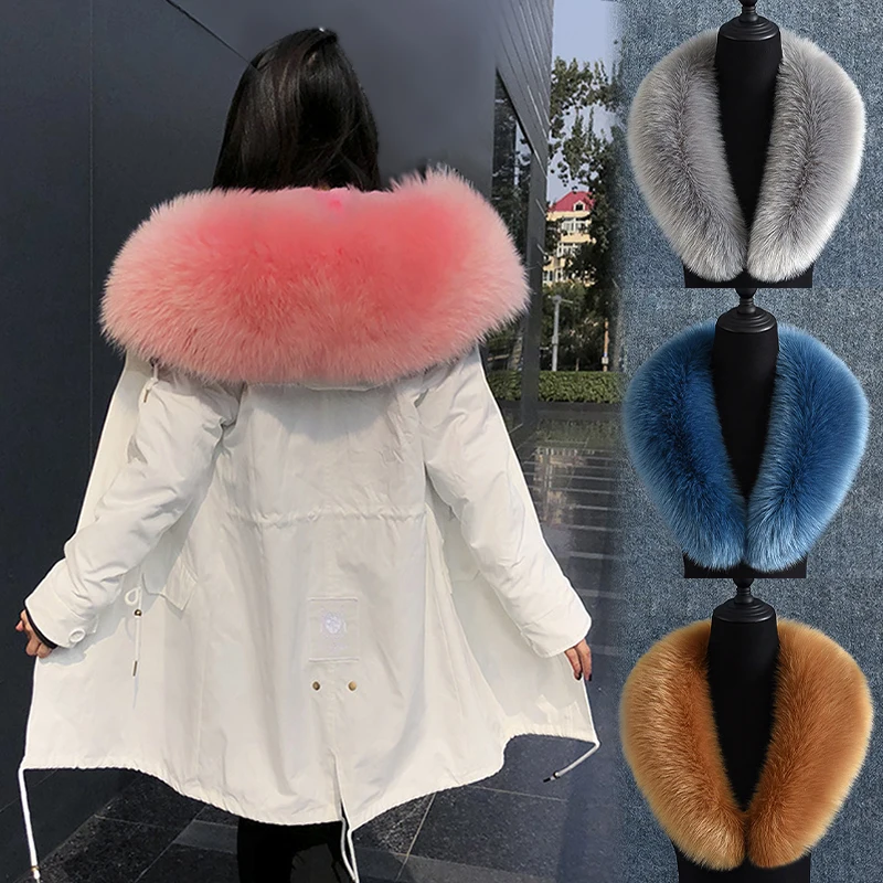 

New Imitation Fox Fur Shawl Scarf for Women Winter Detachable Neck Warmer Wrap Scarves Female Thick Warm Plush Collar Scarf