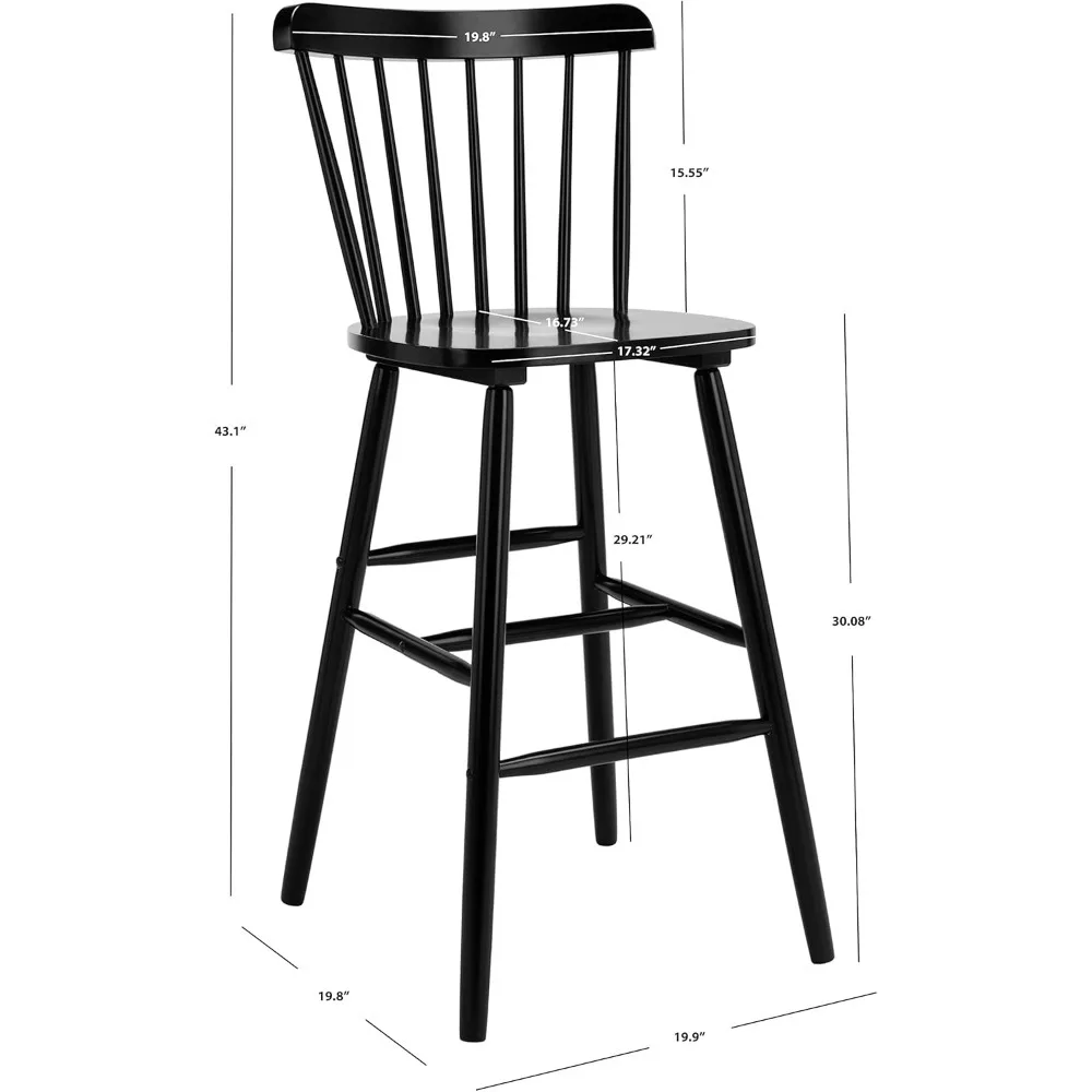 Home Collection Galena Spindle Back Black Bar 30-Zoll-Hocker (2er-Set)