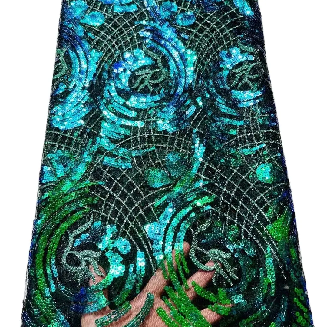

African Sequins Lace Fabric for Women Dress, French Mesh Lace, 5 Yards/Lot