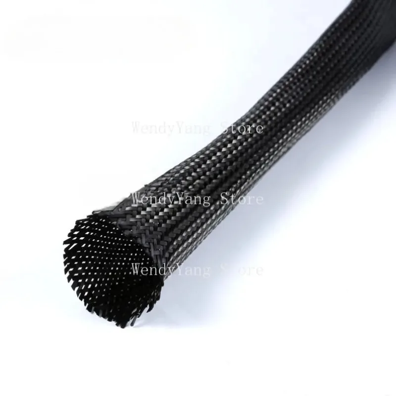 1M Carbon Fiber Cable Sleeve Braid 2MM-40MM Hollow Conductive Tape Wire Shielding Sleeve Tube