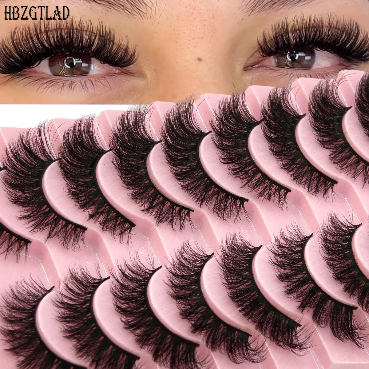 HBZGTLAD neue 10 Paar Nerzfell natürliche flauschige falsche Wimpern dicker Stil dramatisches Nerzfell Großhandel Manga Katzenauge