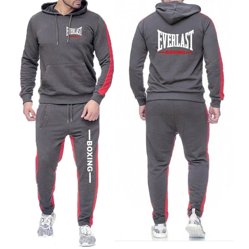 2025 Outdoor single-piece hoodie and sweatshirt, fashionable, comfortable and casual sportswear men's solid color two-piece set