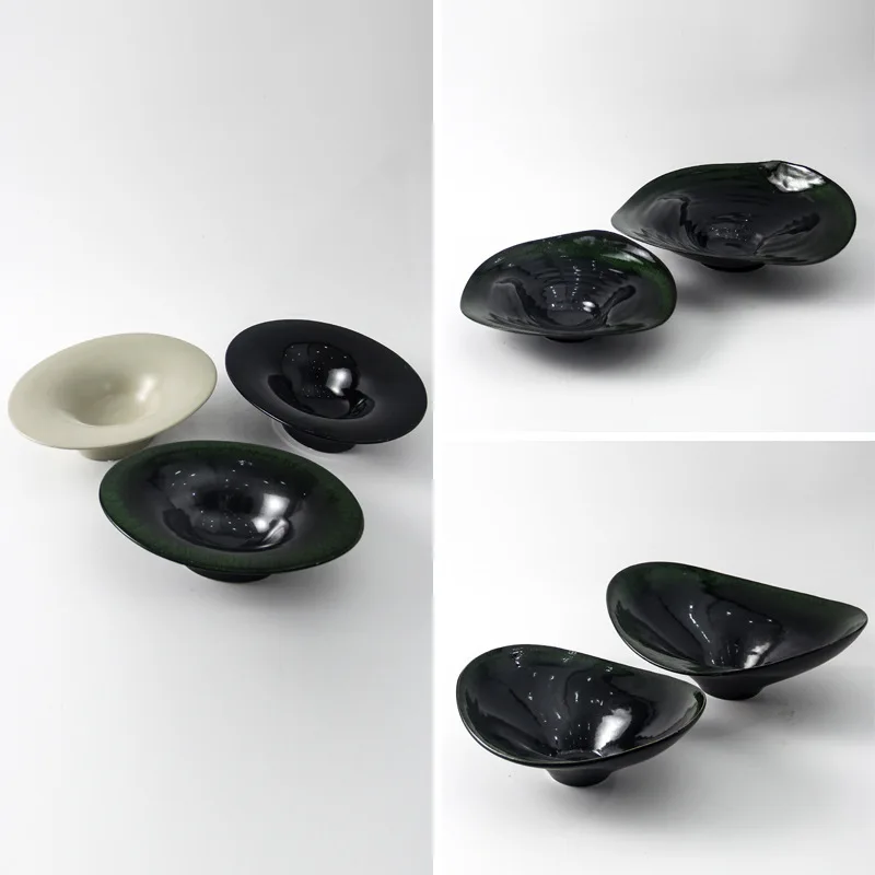 Modern simple combination irregular ceramic fruit plate ornament living room coffee table snack storage plate ornament