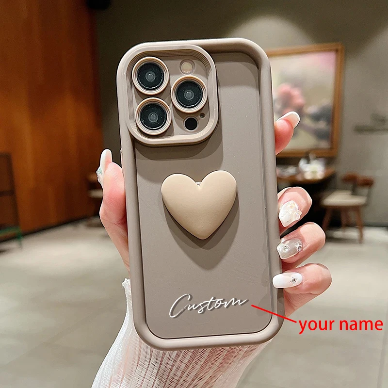 

Personalized Custom Name Cute Love Heart Case For iPhone 16 15 14 13 12 11 Pro Max X XS 7 8 Plus Luxury Silicone Candy DIY Cover