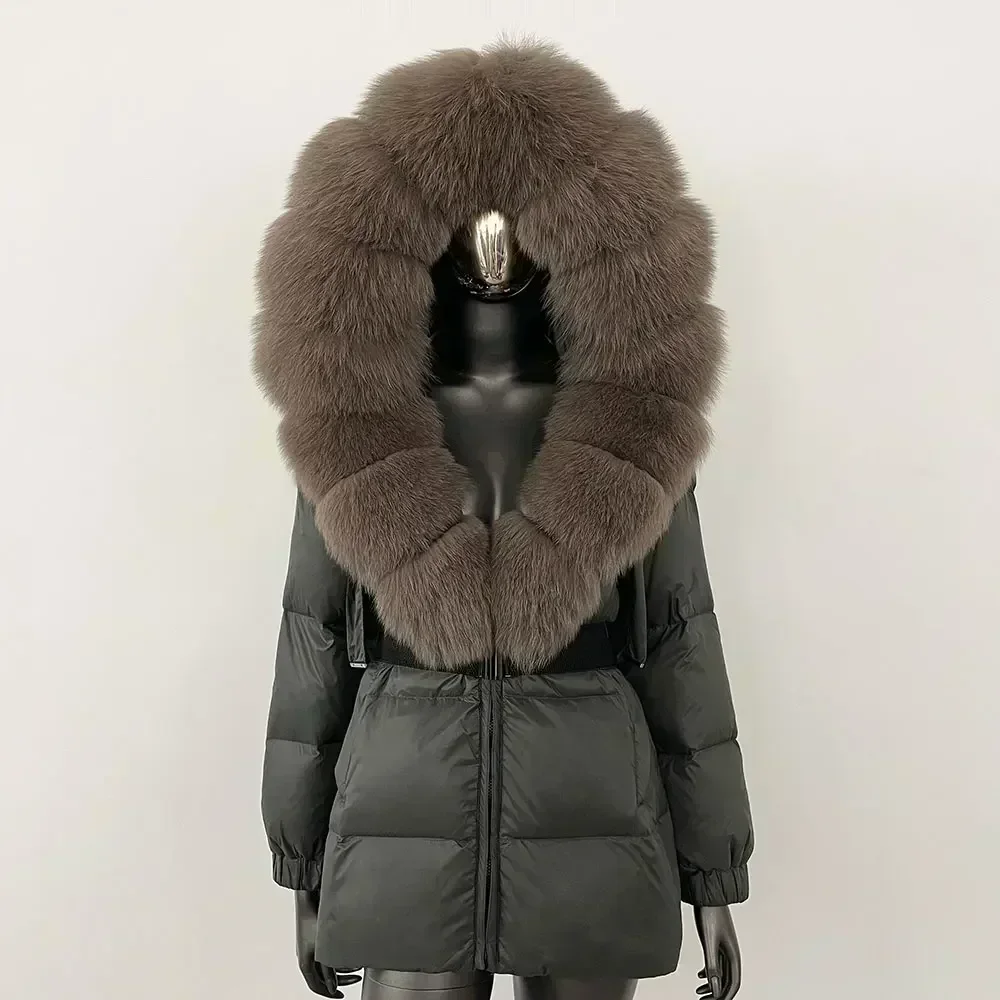 Puffer Jacket Women Real Fox Fur Coat Lady 2024 Fashion Winter Hooded Thick Warm White Duck Down Coat Female Waterproof Parka