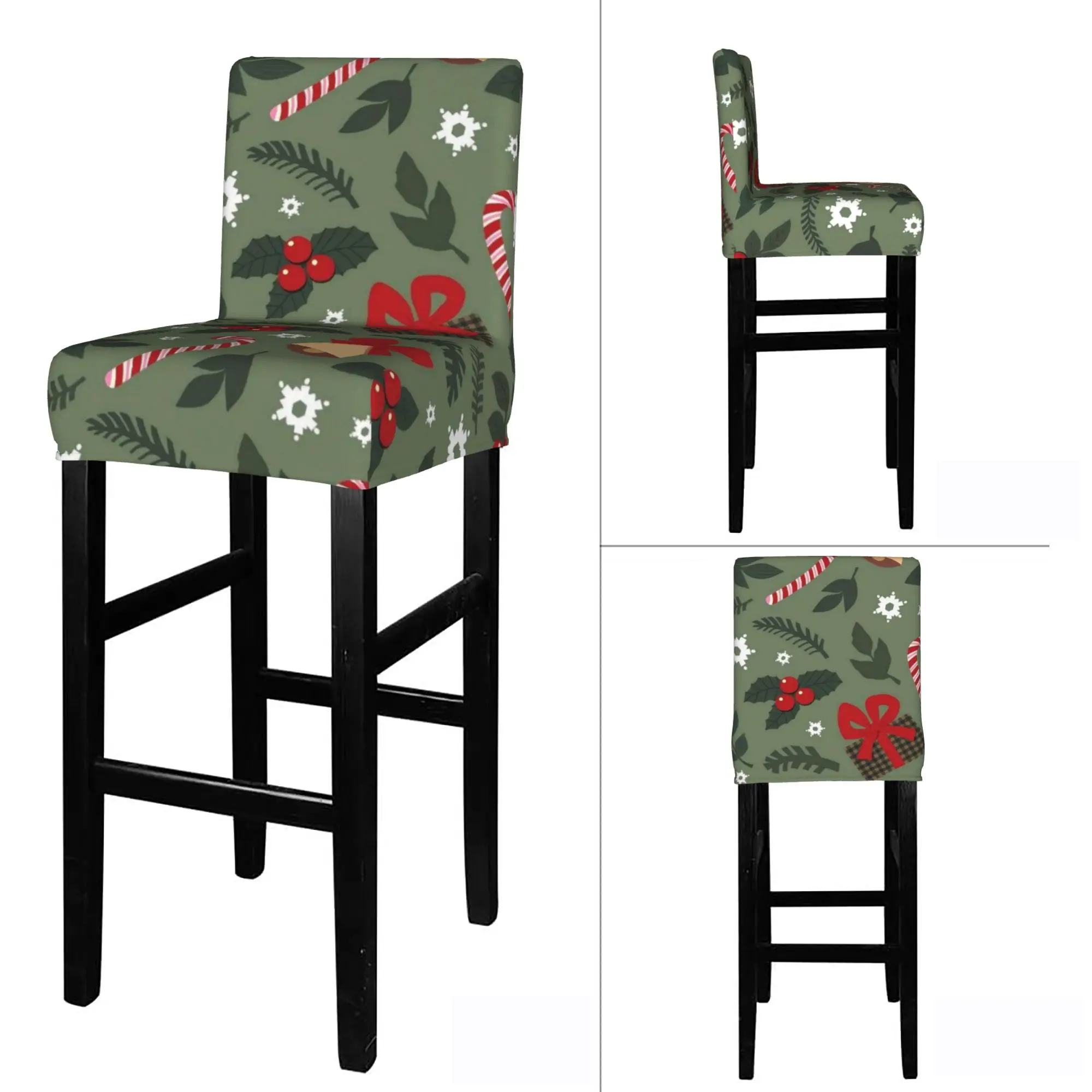 4pcs Christmas Stretch Bar Stool Covers Chair Covers Counter Height Chairs Covers Kitchen Dining Room Cafe Furniture
