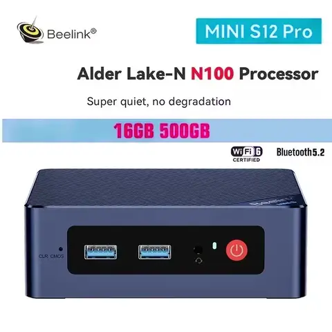 Beelink S12 Pro Intel Alder Lake N100 N95 N5095 Mini Pc DDR4 16GB 500GB Wifi6 BT5.2 bricolage ordinateur de jeu de bureau