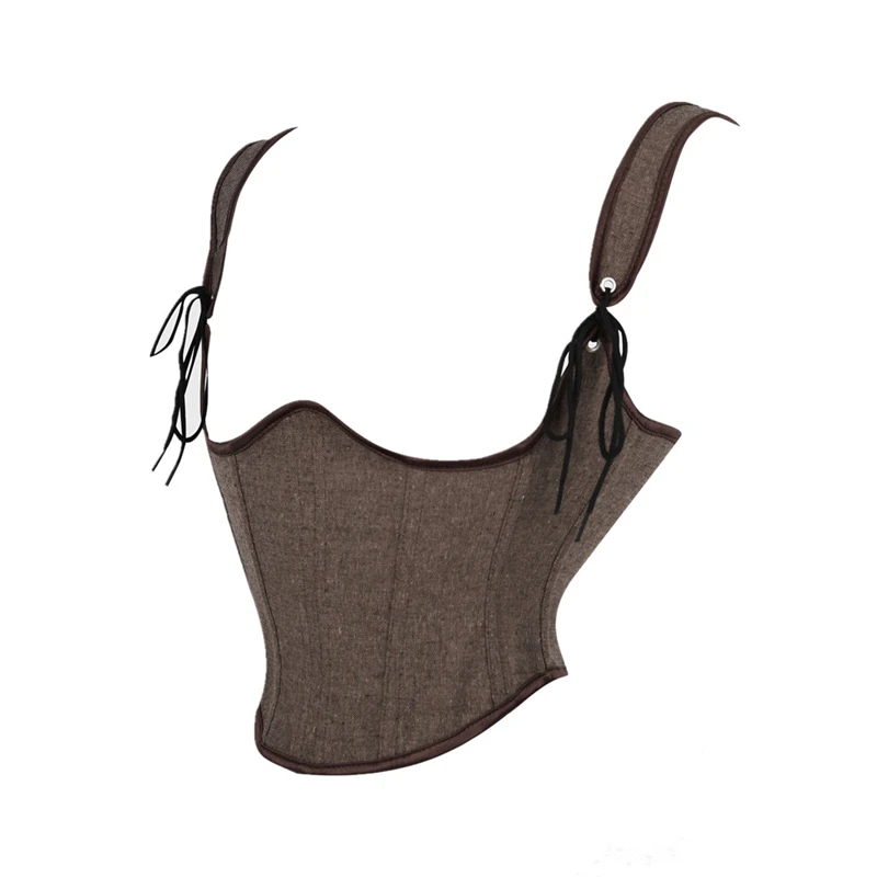 

Женский обтягивающий корсет под грудью, лиф, сексуальный коричневый корсет, топ, майка в готическом стиле на шнуровке, летняя корректирующая бретелька, камзол