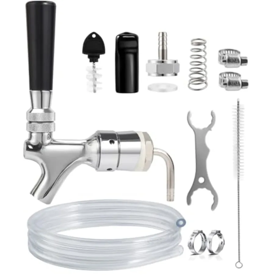 

Draft Beer Faucet Beer Line Shank Kit Kegerator Parts Beer Tower Dispenser Replacement Set Self-Closing Beer Tap Wrench I.D.3/1