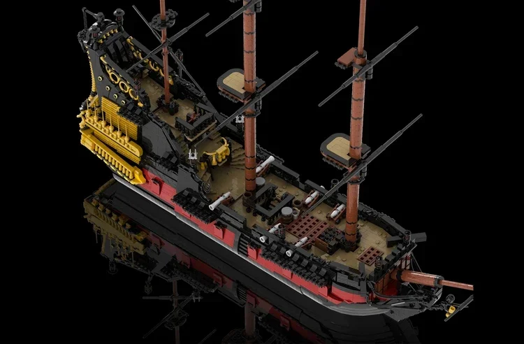 Kit de blocos de construção de navio pirata moc, piratas do caribe, conjunto de tijolos da vingança da rainha anne, modelo capitão jack sparrow