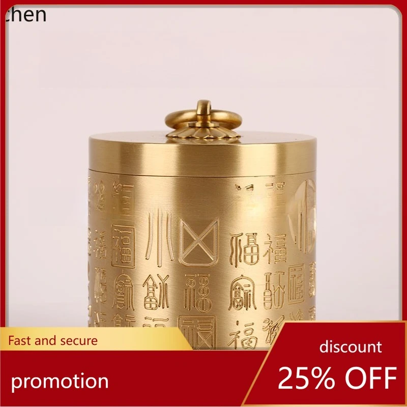 Cz wholesale brass car ashtray home office ornament with lid, hundred blessings ashtray, chinese style copper ornament