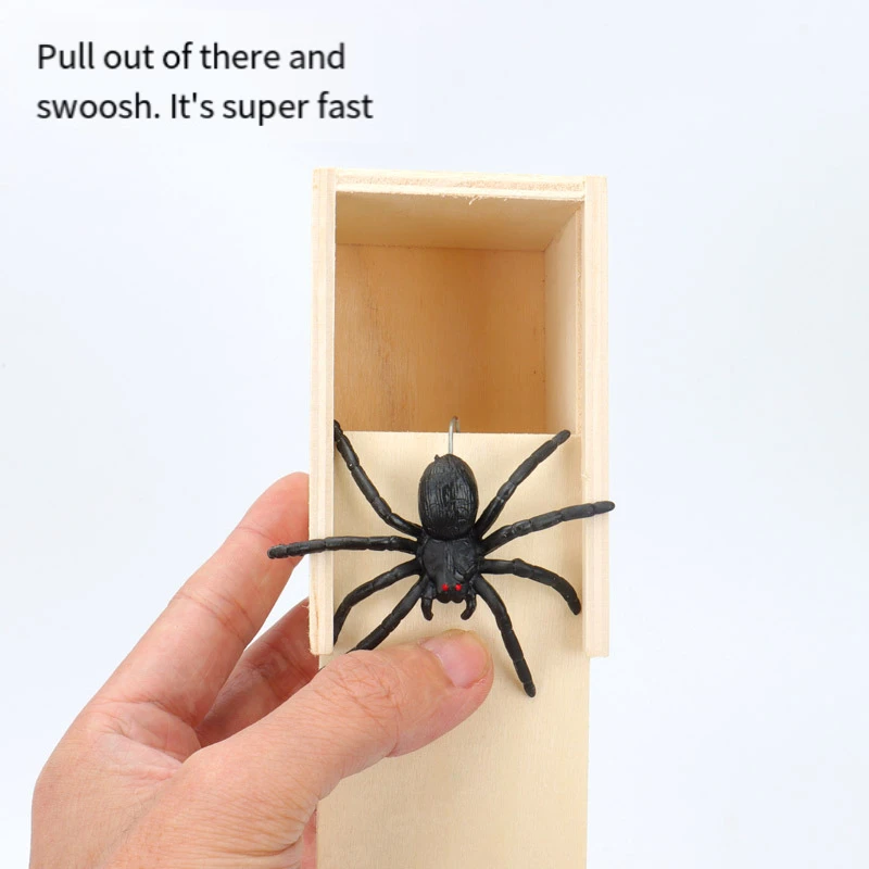 Tricky props startle the whole person spoof the bug box scary small wooden box spider box