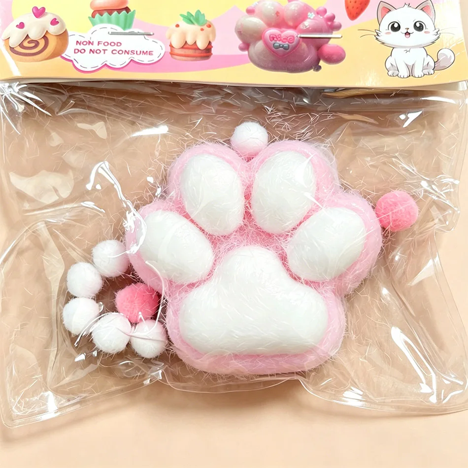 Cute Cat Paw Soft  Toy,  Squishy Toy with Shiny Confetti & Heart Details, Mixed Gentle Colors, Ideal for Easter Egg Basket Fille view 2