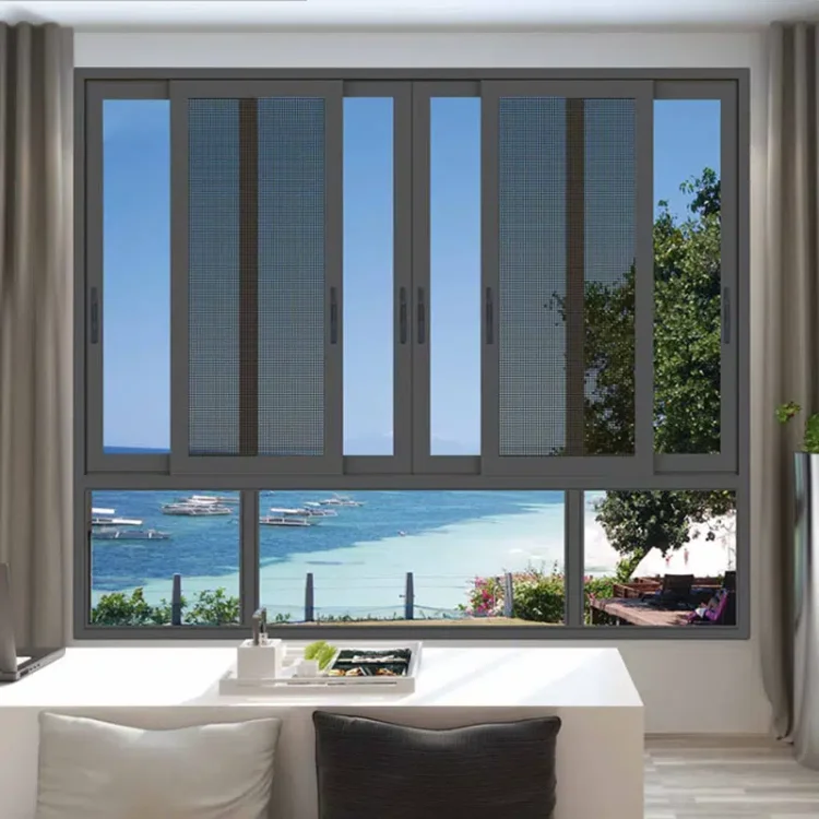 Triple Track Aluminum Sliding Windows Large Glass Wind Resistant for Balcony Living Room Villa Building Project Use Design