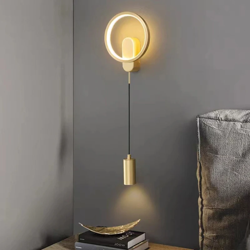 

Modern LED bedroom bedside wall lamp luxury living room background Wall sconce Pendant lights Aisle lamp net red hotel villa dec