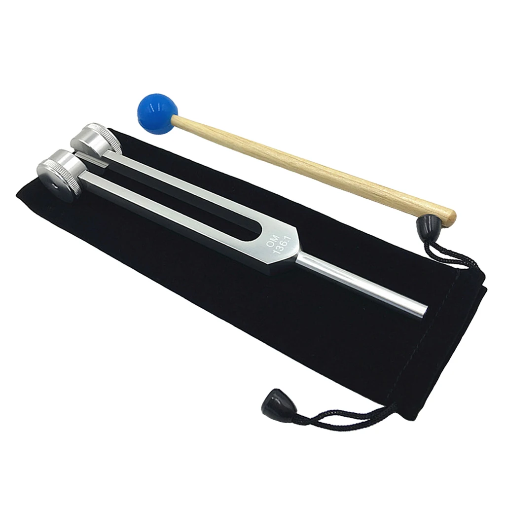 

Aluminum Alloy Tuning Fork W/ Mallet Set for Meditation Silver
