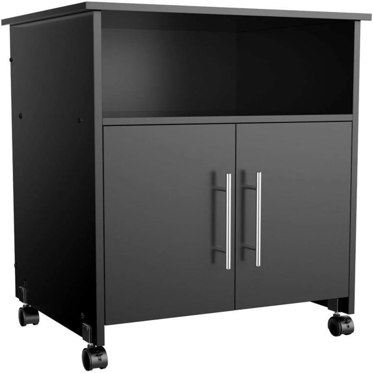 

Rolling Wood File Cabinet, Mobile Lateral Filing Cabinet, Printer Stand with Open Shelves for Home Office, Black Cart organizer