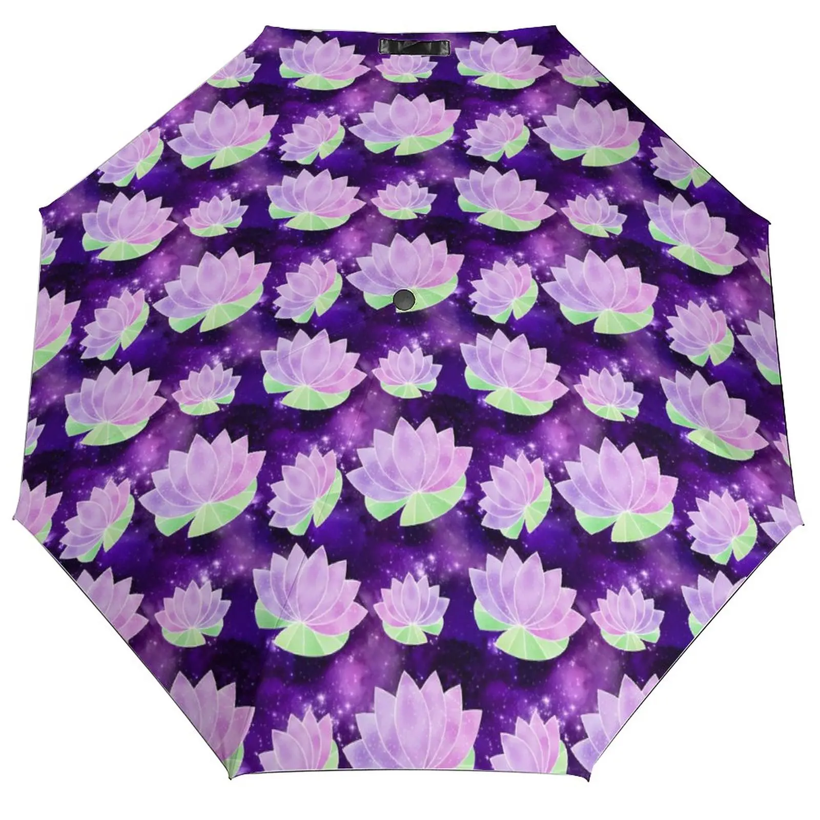 Water Lily Umbrella Purple Flowers Print Automatic Windshield Umbrella Cute Painting Golf Lightweight Umbrella