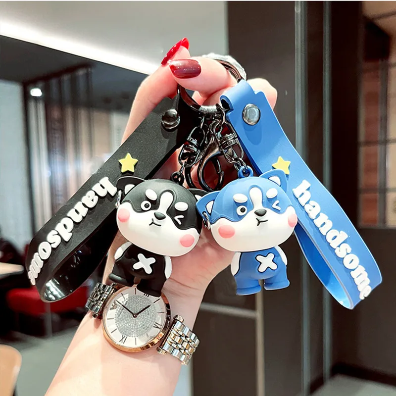 Creative Cartoon Keychains Cute Husky Doll Landyard Rings for Key Chains Women Girls Bag Pendant Car Keyring Charm Gifts