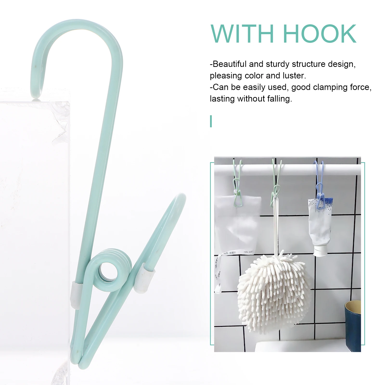 

10pcs Simple Colored Plastic-Coated Clothes Pin Sturdy Hook Clip For Laundry Room Drying Socks Clothes Outdoor Bathroom
