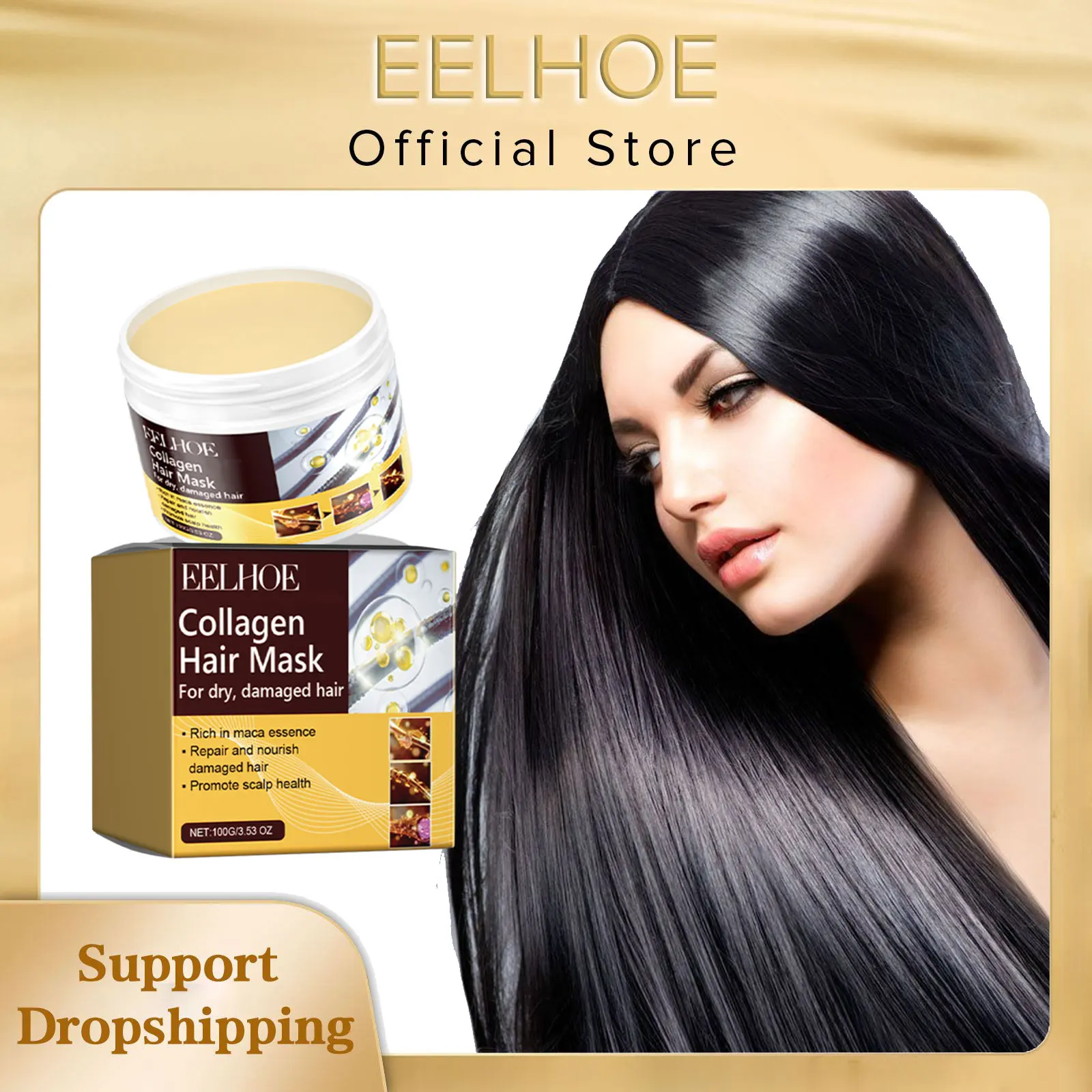 

EELHOE Collagen Mask for Hair Deep Moisturizing Nourish Shine Damaged Hair Repair Keratin Smoothing Hair Conditioner Magic Mask