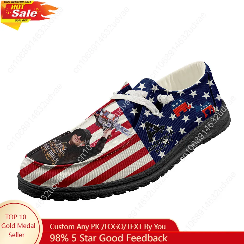 

America Party Loafers Men Woman Casual Shoes Elon Musk Durable Lightweight Flat Footwear Outdoor Daily Work Custom Shoe Black