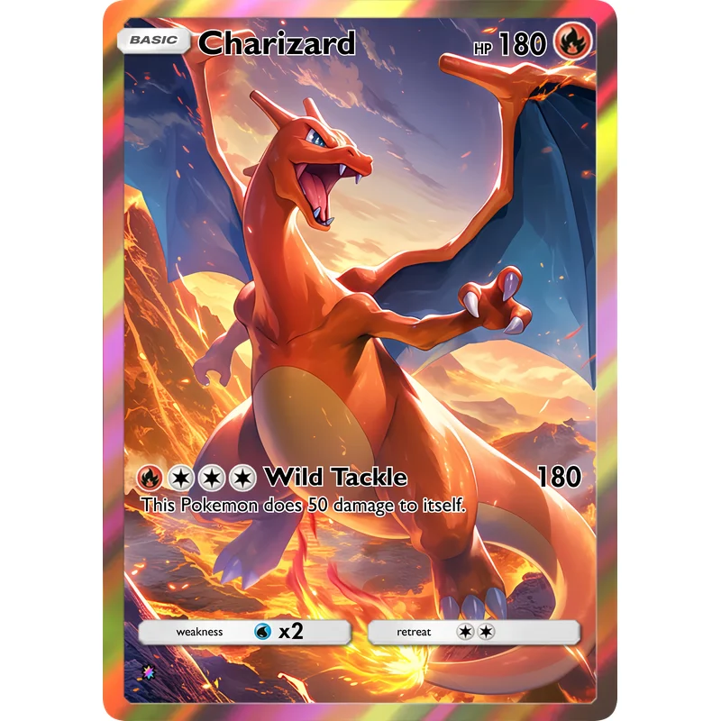 5Pcs Charizard Trading Cards Set Full Art Fire Dragon Collectible Game Cards for Kids Fans Gift Collection view 6
