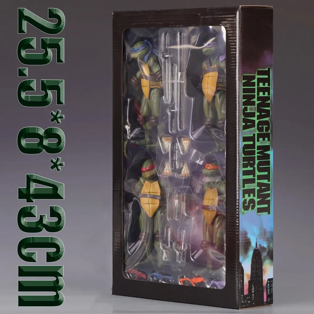 NECA 4 Teile/satz Teenage Mutant Ninja Turtles TMNT 1990 Version Action Figure Film Edition Filme Modell Anime Kinder Für Spielzeug Puppe