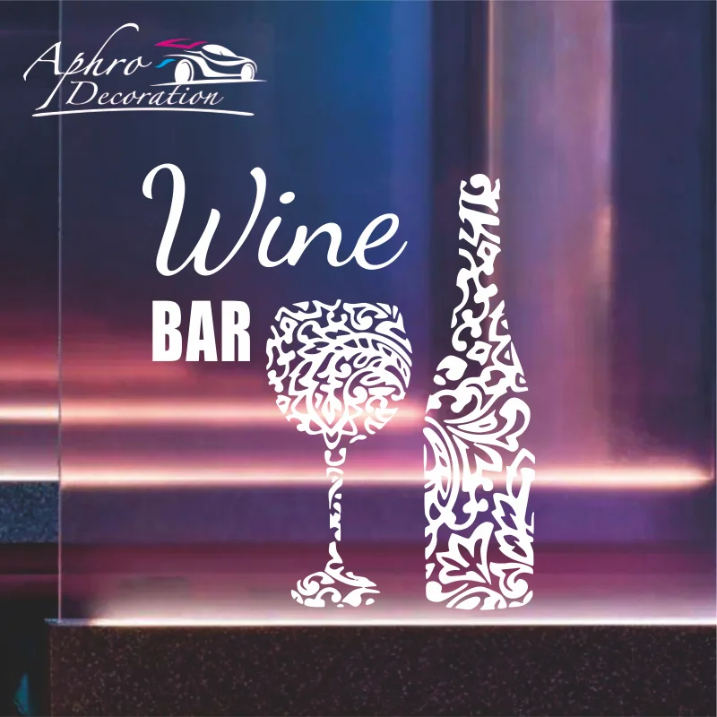 

Wine Bar Wall Decal Wine glass and bottle pub Wall Sticker for Bar Decoration Desgin Vinyl Removable Wall Decor Wallpaper