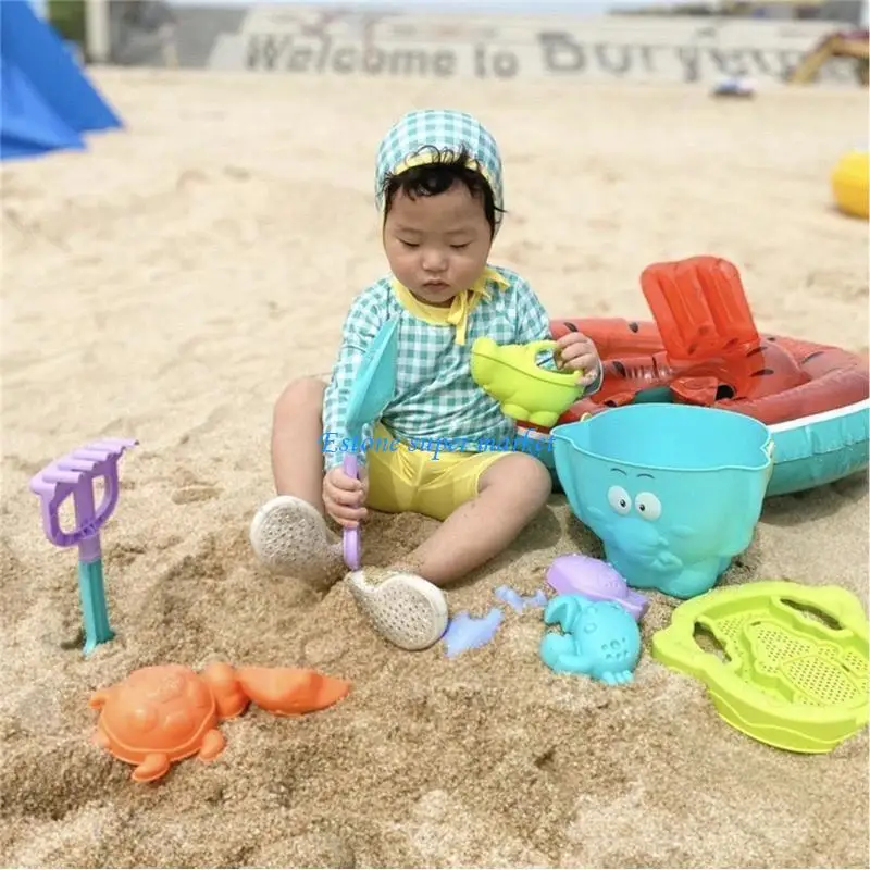 090b Elephant Beach Set Kids Sand Toy Toy Bucket Rake Phelt for Turtle for Crocodile Hippo Moules Water