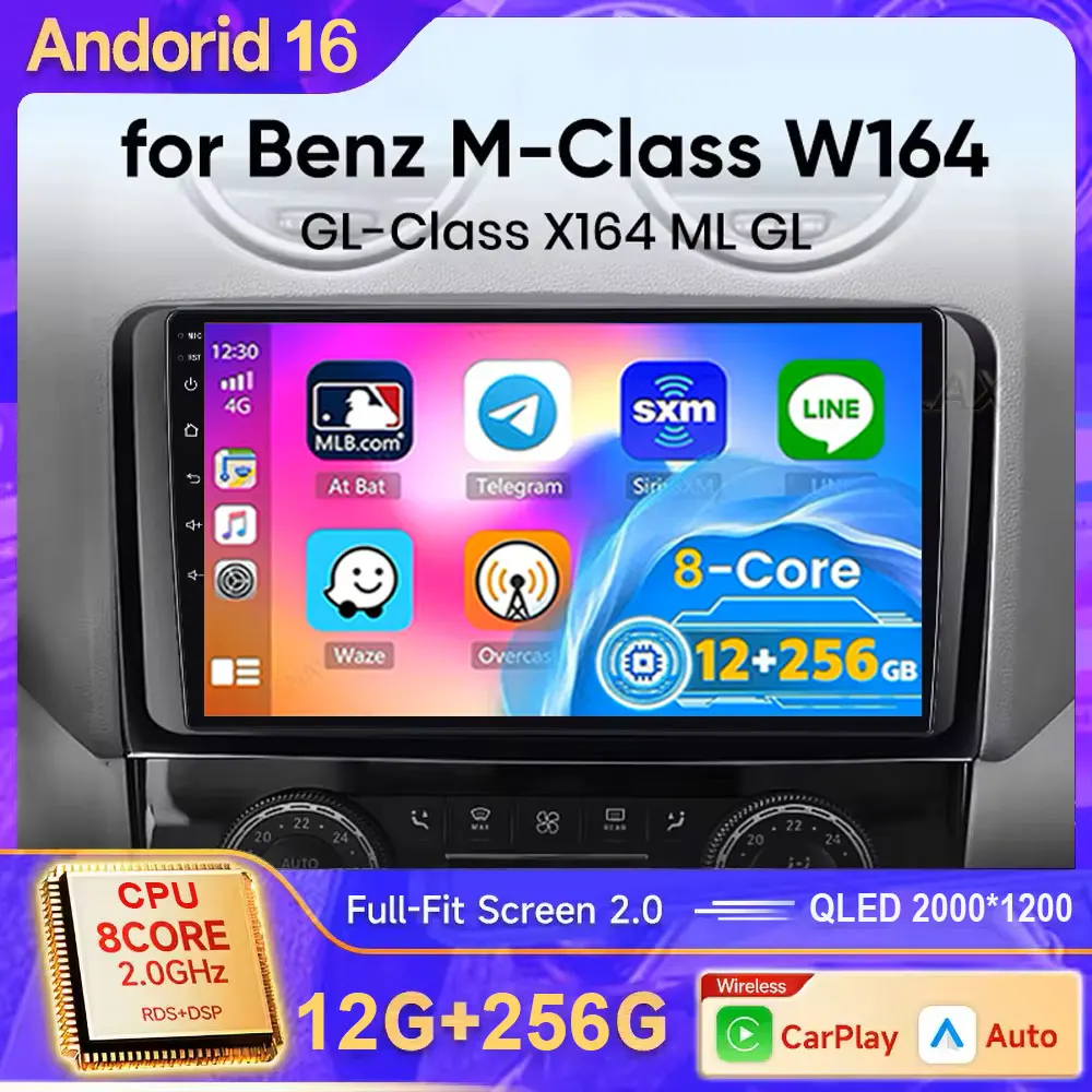 For Mercedes Benz M-Class W164 2005 - 2012 GL-Class X164 ML GL350 Android16 Multimedia Car Radio Player WIFI Stereo Carplay Auto