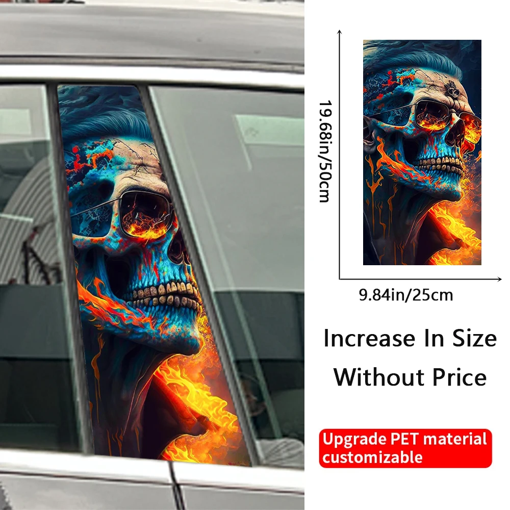 Gothic Skull Couple Car Stickers B-pillar Sunscreen DIY Auto Center Column Cover Scratches Cartoon Decoration Accessories