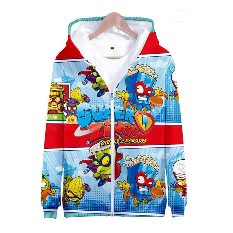 Animic Super Zings Zip Hoodie Pullover Hooded Sweatshirt Boys Girls Kids Cartoon Long Sleeve Zipper Jacket Children Clothes