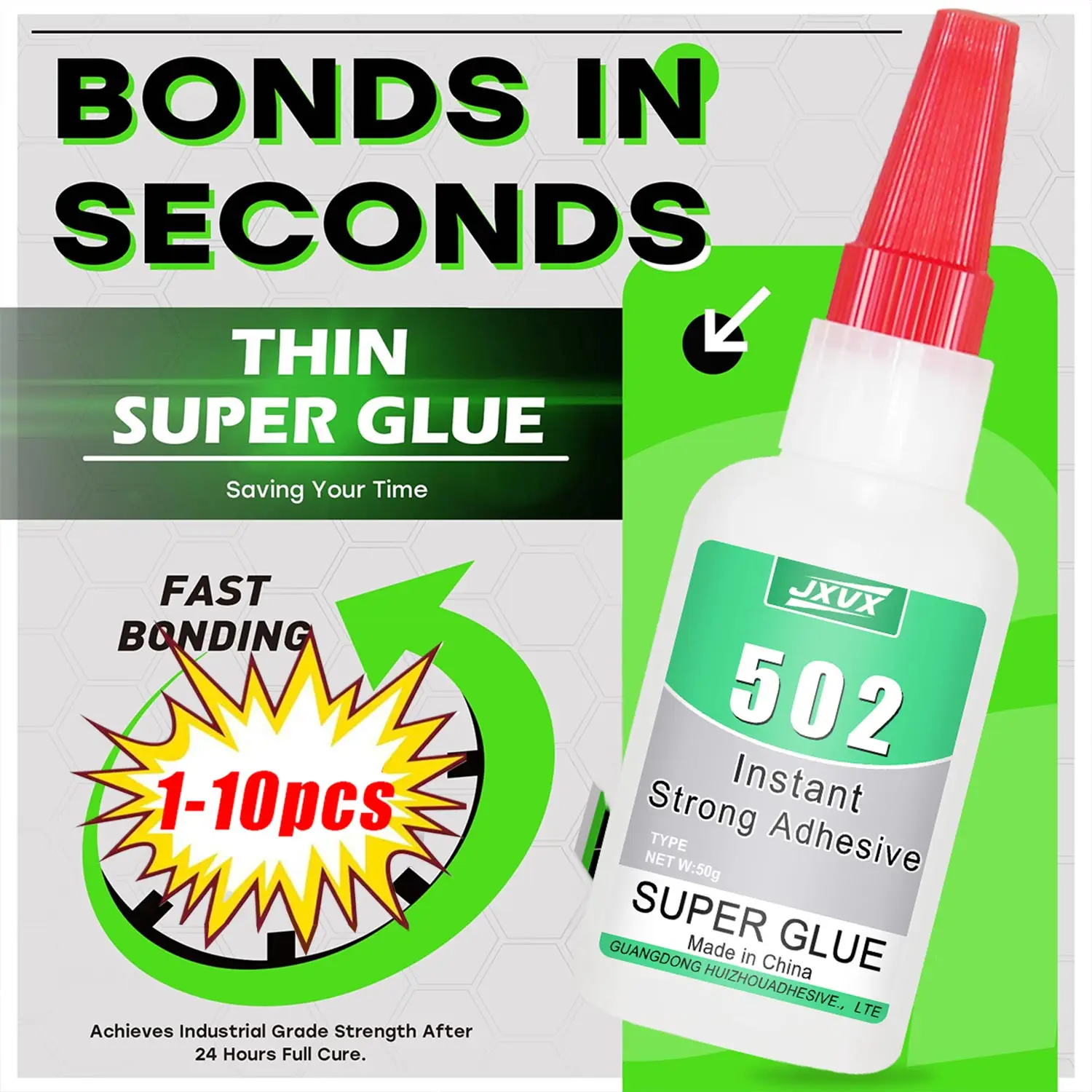 

1-10 PCs Super glue 502 High Strength Quick-drying Cyanoacrylate Adhesive for leather, rubber, wood, Metal High Strength Liquid glue Tool For Home Office Industrial Repair Materials With Distributor 20g.
