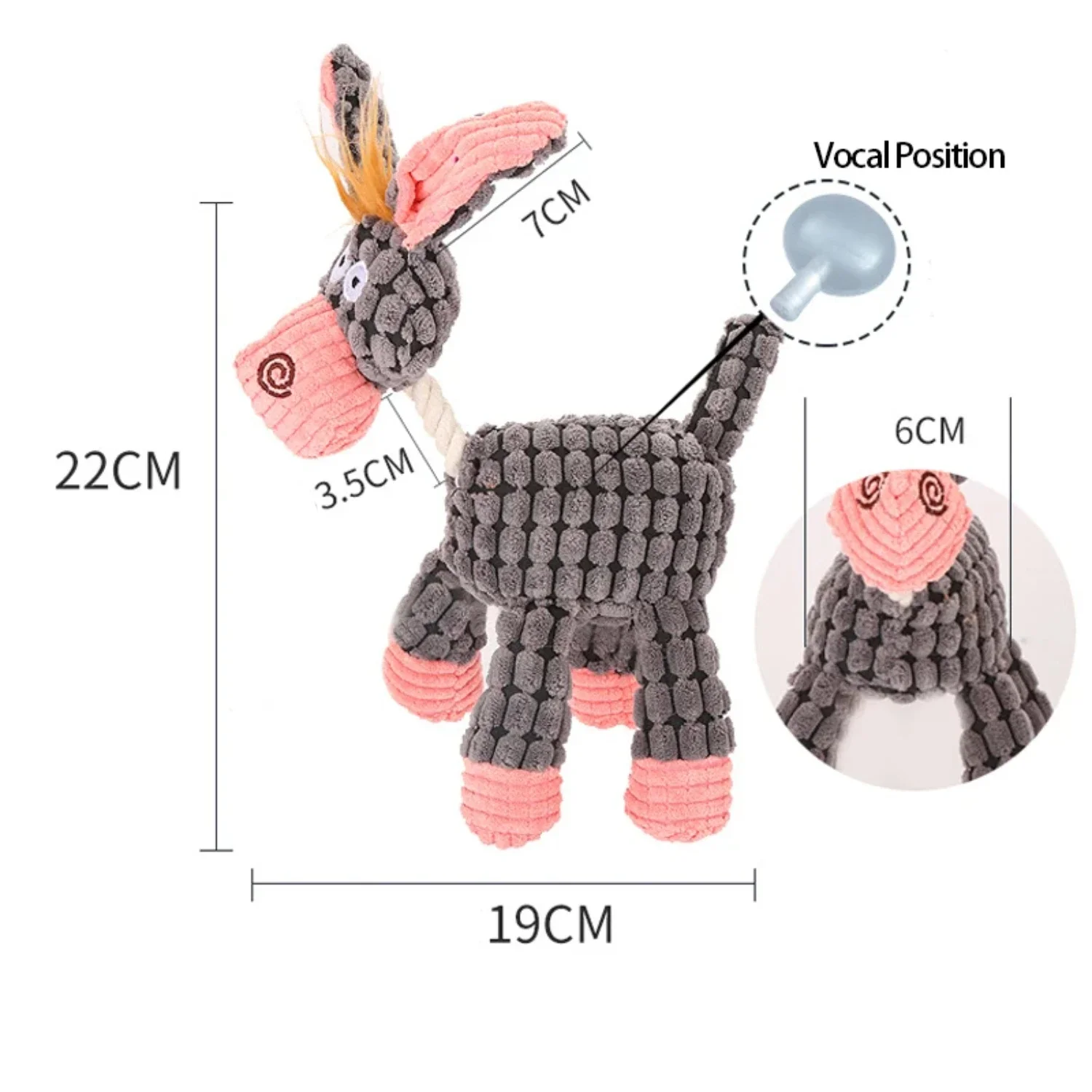 ection - 128 characters Upgrade your pet's toy collection with this irresistibly cute and durable plush donkey - a must-have for