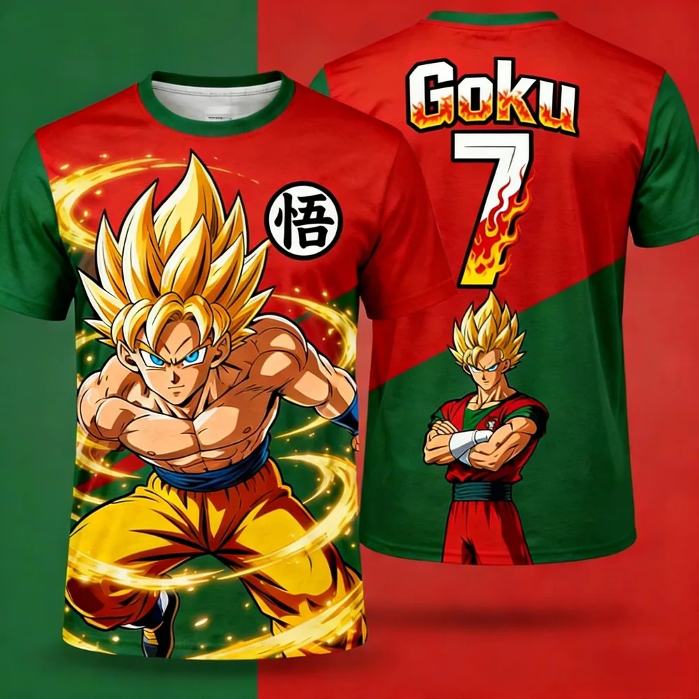 

Летняя футболка 2026 года в стиле ретро Dragon Ball для косплея, мужская оверсайз футболка с 3D-принтом, с коротким рукавом, семейная унисекс спортивная рубашка для детей